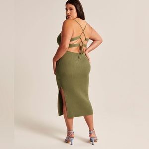 AF Lace-Up Ribbed Midi Dress